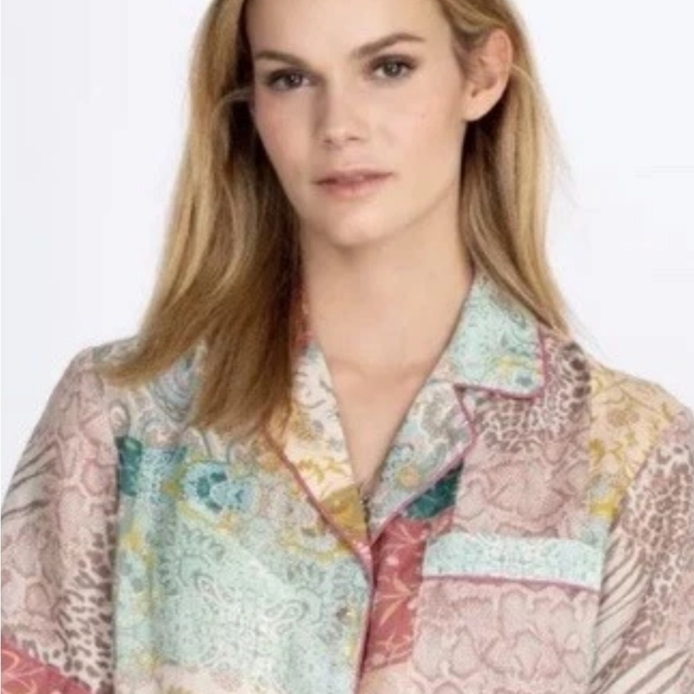 NWT JOHNNY WAS Boho Mixed Prints Marseille Garden Resort Shirt M